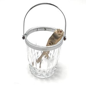 Cristal d'Arques France Crystal Ice Bucket With Handle Tongs Vintage MCM